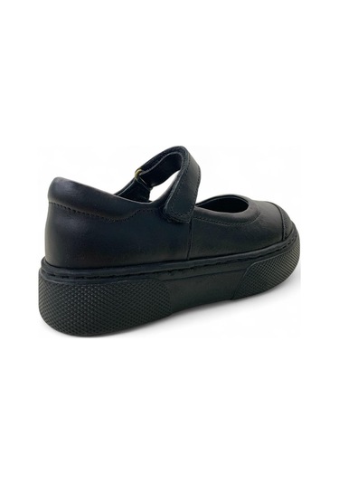 818 Hafif Kız Çocuk Okul Öncesi Deri Babet Siyah