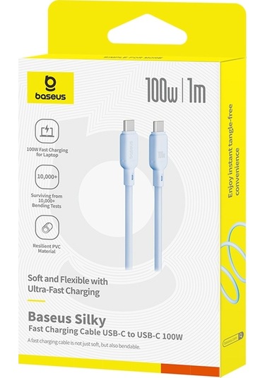 Baseus İpek Serisi 1m 100w Usb-c / Tip-c Tip-c Hızlı Şarj Kablosu Mavi