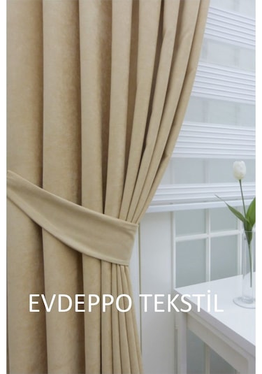 Taç Soft Krem Fon Perde Krem