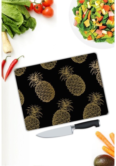 Ananas Desenli Cam Kesme Tahtası 25 X 35 Cm-9017160036443kcbmtfk