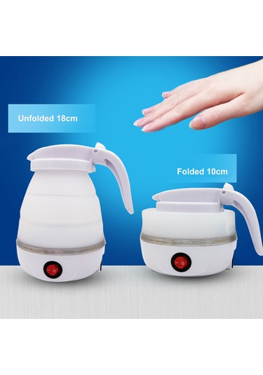 Hfambition Seyahat Ve Ev Kullanımı İçin Katlanabilir Silikon Su Isıtıcısı - Mavi, Eu Fişli Mavi