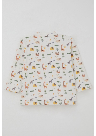 Breeze Erkek Bebek Pijama Takımı Bebek Hayvanat Bahçesi 4 Ay-1 Yaş, Ekru Ekru