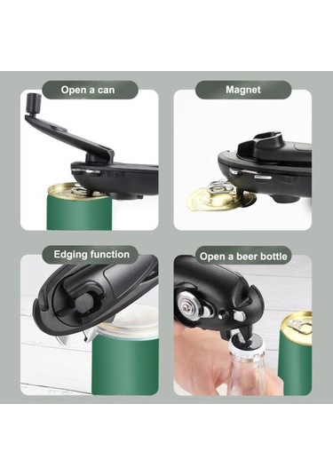 Ağır Hizmet Konserve Açacağı Manuel Kavanoz Kapağı Sökücü Yumuşak Dokunuşlu Saplı Keskin Bıçak Düz Kenarlı Çok Fonksiyonlu Şişe Açacağı Gri