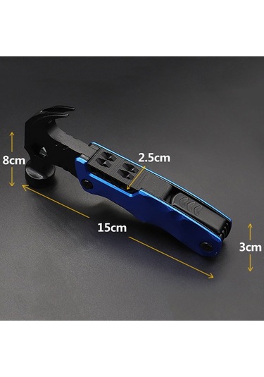 Çok İşlevli Hayat Kurtarma Pençe Çekiç Araba Hayatta Kalma Araçları Katlanabilir Açık Hava Alet Çekiç Gri
