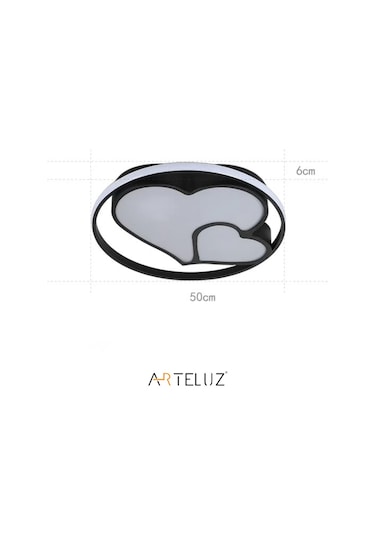 Arteluz Modern Kalp Model Tavan Led Avize Siyah