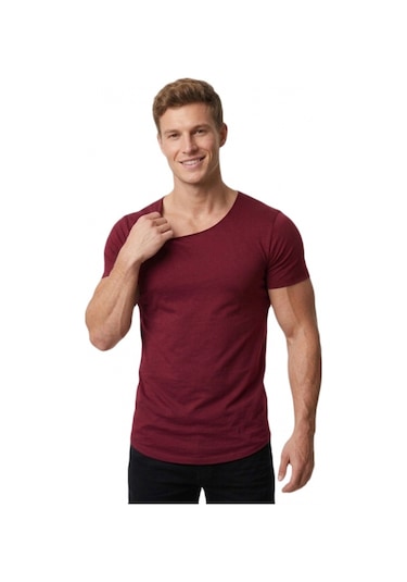 Deepsea Erkek Bordo Geniş Yaka Likralı Tişört Oval Yaka Slim Fit Eteği Oval Açık Yaka T-shirt 1801199 Bordo Deepsea Erkek Bordo Geniş Yaka Likralı Tişört Oval Yaka Slim Fit Eteği Oval Açık Yaka T-shirt 1801199 Bordo