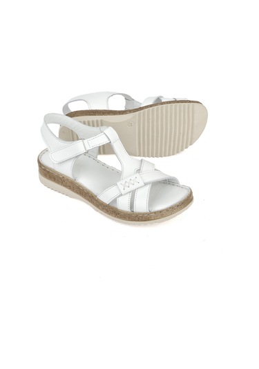 Ziya, Kadın Hakiki Deri Sandalet 1511051z011 Beyaz 1511051z011 500 Beyaz