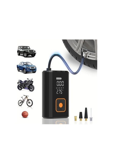 Primepickings Vc-069 150psı Taşınabilir Lastik Şişirme Cihazı Dijital Basınç Göstergeli Şarj Edilebilir Lityum Pil Led Işık Usb Type-c Şarj Araç Motosiklet Bisiklet İçin Siyah