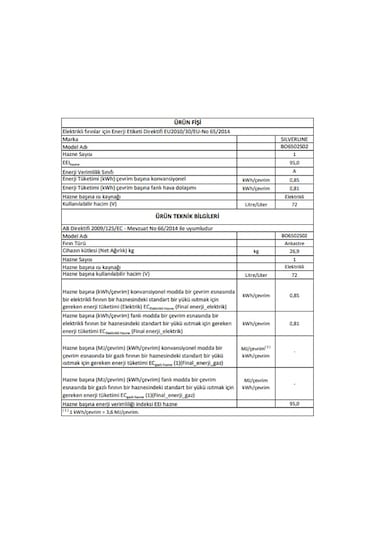Silverline BO6502S02 72 LT Ankastre Fırın