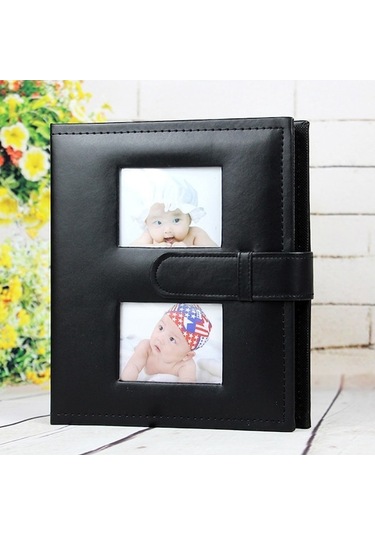 Rogfer Yaratıcı Cepli 6 İnç Pu Deri Aile Günlük Fotoğraf Albümü Siyah