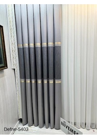 Nivemeshome Defne Gri Ft614166 V-5403 1/3 Sık Pileli Fon Perde Apm Gri
