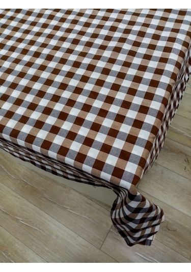 Hayat Home Kahve Renk Kareli Mutfak Masa Örtüsü Sofra Örtüsü