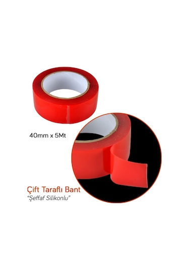Carpi 40 Mm x 5 Mt Çift Taraflı Silikonlu Bant Şeffaf Br6570178
