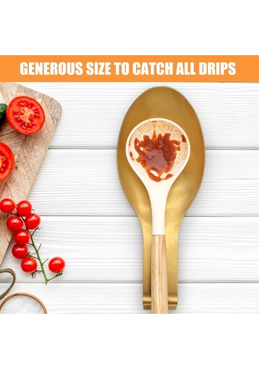 Yaozixa Altın Paslanmaz Çelik Kaşık Tutucu - Mutfak Düzenleyici 9.5x24.4 Cm Altın