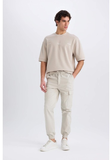 DeFacto Regular Gabardin Jogger Pantolon Kargo Cepli Beli Paçası Lastikli C9163AX25SPBG766