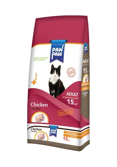 Paw Paw Tavuk Etli Yetişkin Kedi Maması 15 KG