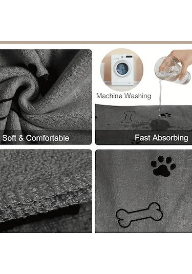 Ecronicword 4 Set Evcil Köpek Banyo Havlusu Emici Çabuk Kuruyan Yumuşak
