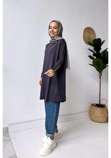 Kol Detay Merserize Tunik - Füme