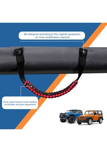 Monyee Ford Bronco Ve Jeep Wrangler İçin Siyah Örgü Kordon El Tutucu, 350 Lb Dayanıklı, Acil Durum Güvenlik Kordonu, 2 Adet