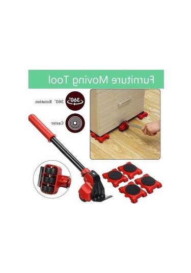 Pazly 5 Adet Sarı Mobilya Taşıyıcı 4 Mobil Silindir + 1 Tekerlek Çubuk Ev Taşıma Aracı Sarı