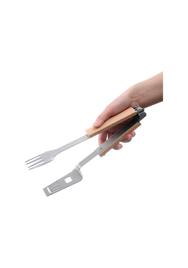 Symbee Çelik Paslanmaz Dışarıda Bbq Mangal Araçları, Ayrılamabilir Tasarım, Gofretli Kenar, Çubuk Ve Spatula, Oyuncaq, 27.8cm, Steak夹 Çok Renkli