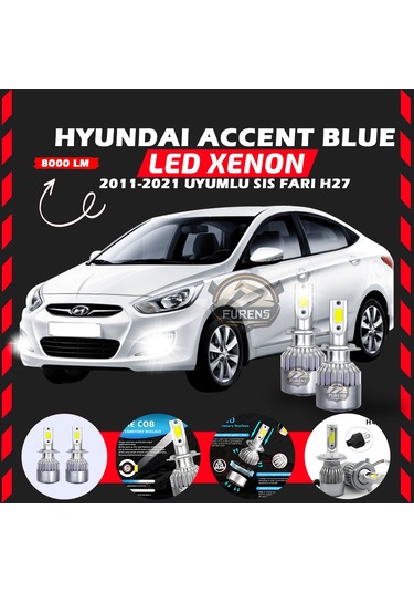 Hyundai Accent Blue 2011-2021 Sis Farı Uyumlu Şimşek Etkilii Led Xenon Performance Seriess H27