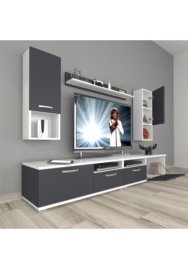 Decoraktiv Eko 5220da Mdf Tv Ünitesi Tv Sehpası Beyaz - Antrasit
