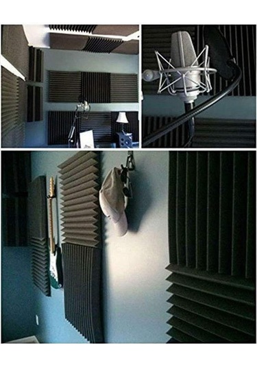 Sones 10 Adet / Paket 30x30x2.5cm Üçgen Oluk Stili Kayıt Stüdyosu Davul Video Odası Ses Yalıtım Levhası Susturucu Pamuk Kırmızı