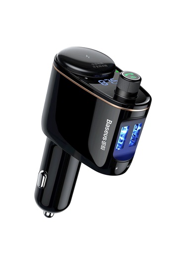 Baseus Araba Kablosuz Bluetooth V4.2 Fm Verici Mp3 Çalar 3.4a Çift Usb Araç Şarj Cihazı, U-disk Ve Eller Serbest Arama Desteği Siyah