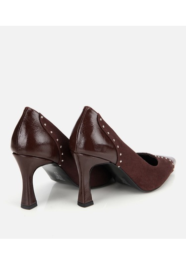 Hotiç Kadın Süet Kahverengi Taşlı İnce Topuklu Stiletto 01ayh314810a480 01ayh314810a480 Kahverengi