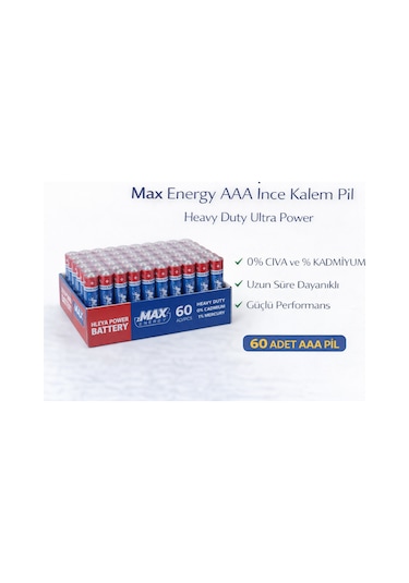 Max Energy Aaa İnce Kalem Pil 1.5v R03 Heavy Duty Ultra Power 4 Lü 15 Paket