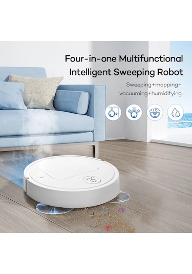 2024 Yeni 5-in-1 Robotlu Süpürge Usb Şarj Edilebilir Otomatik Temizleme Süpürme Black Siyah