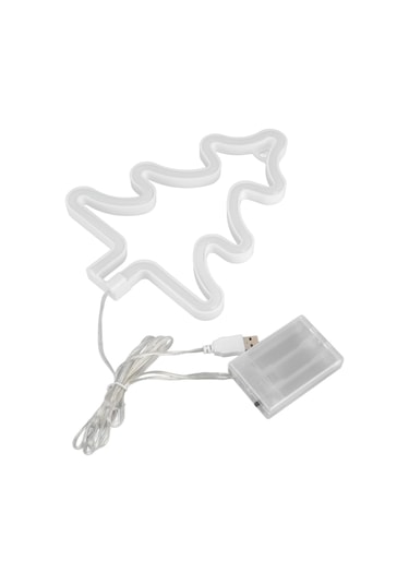 Mufunye Yeşil Aydınlatmalı Noel Ağacı Şekilli Led Neon Işıklı Dekorasyon - Partiler, Festivaller İçin Güvenli Usb/pilli Plastik Dekor Pil Dahil Değil Diğer