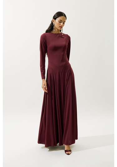 Asıa Abiye Elbise Bordo Bordo