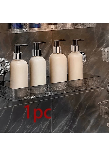 Willowhaven Gri Askılı Çok Katlı Banyo Rafı, Delme Gerekmez, Su Geçirmez Saklama Ünitesi Gri