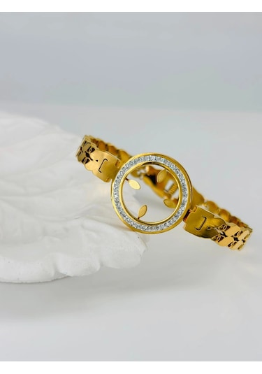 Gold Zirkon Taşlı Çelik Çelik Bileklikler 60 Cm - Kbl0355 Çok Renkli