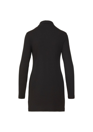 Ls Monologo Rib Polo Mini Siyah Kadın Elbise-9158 Siyah