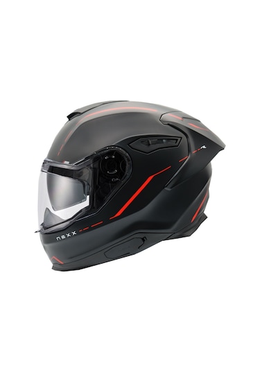 Nexx Y.100R React Kapalı Motosiklet Kaskı Kırmızı - Mat Siyah