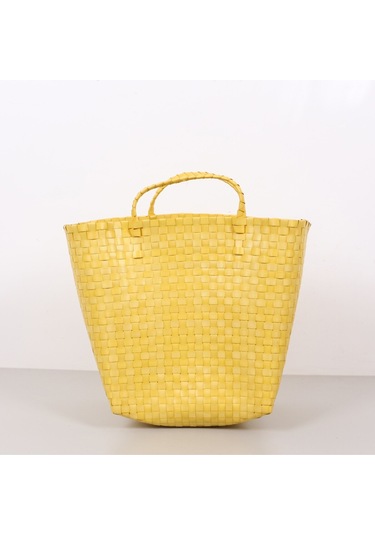 Sentetik Rattan Çanta 40x30x42 Cm Sarı