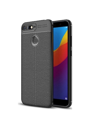 Huawei Y7 2018 Kılıf Deri Tarzı Niss Silikon Case