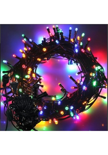 Led Işık - 10m 100 Boncuk Lamba Rgb - Siyah Kablo Renkli