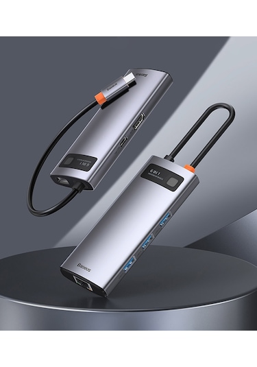 Baseus Metal Gleam Series 6İn1 Type C Hub Usb Hdmı Rj45 Adaptör Ç