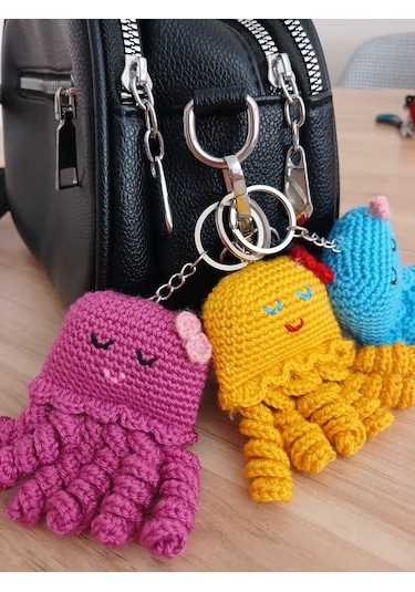 Örgü Amigurumi Ahtapot Anahtarlık