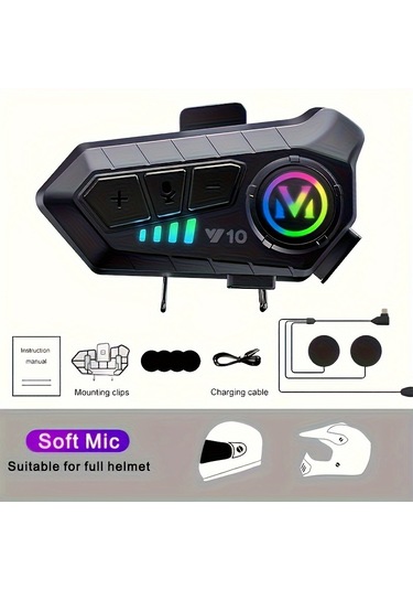 Y10 1000mah Motosiklet Kask Kulaklığı Sesli Kontro Kablosuz Eller Açık Konuşan Kulaklık Ahizesiz Çağrı Müzik Kulaklık Yumuşak İzler