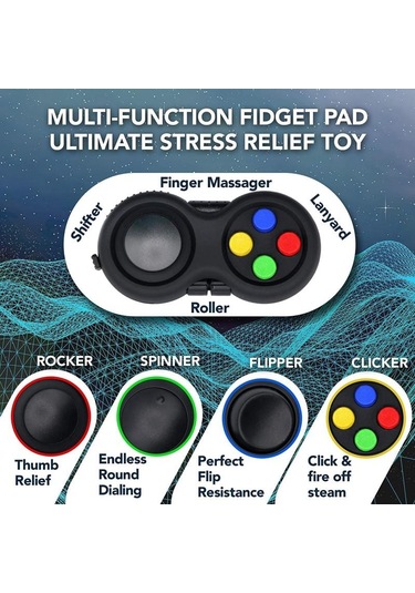 Sakinleştirici Fidget Oyuncak Kontrolü Siyah Çok Renkli