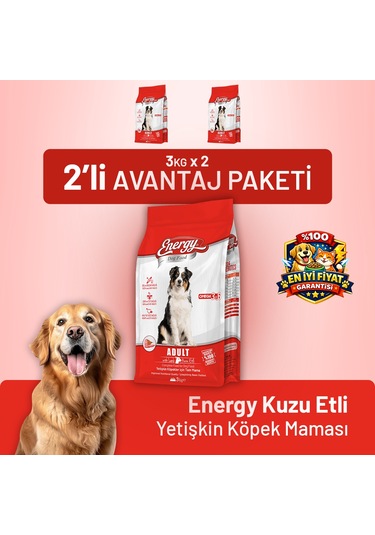 Kuzu Etli Yetişkin Köpek Maması 3 Kg - 2 Adet