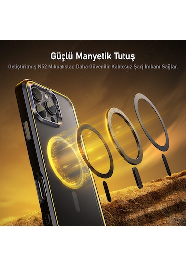 Aohi The Future Apple Uyumlu iPhone 16 Pro Kılıfı, Magsafe Telefon Kılıfı, Desert Titanium Şeffaf