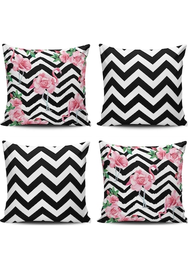 Kırlent Dunyası 4Lü Kombin Dijital Baskılı Kırlent Kılıfı