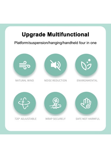 Maiyame F3 Pembe Cep Fanı, 360 Döner, 3 Hızlı, Açıkçası Lambalı, 800mah Pil, Bebek Arabası/üstüne Asılabilir, Masaüstü Tripod Fanı