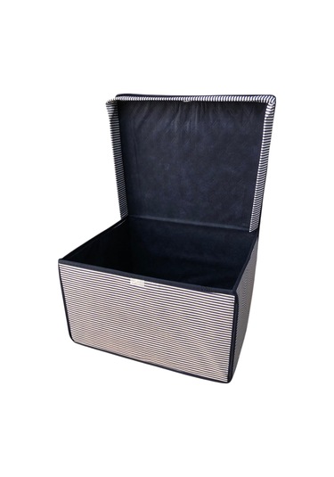 Mega Çok Amaçlı Saklama Kutusu Kutu Hurç Organizer Oyuncak Kutusu Hurç Çizgi Desen 40x60x30 Lacivert